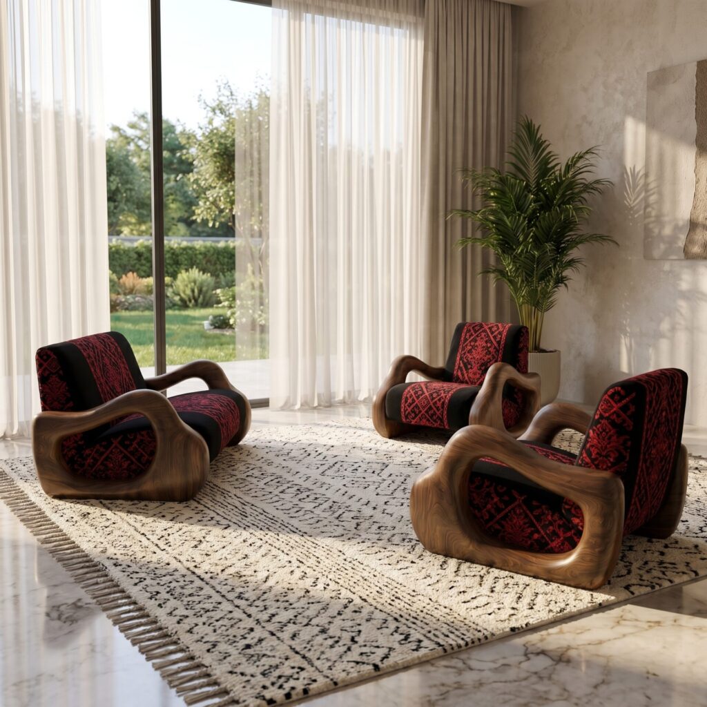 Fauteuils en noyer Belli