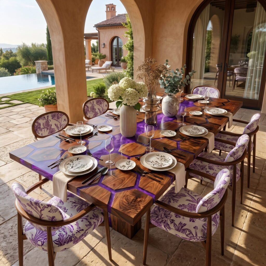 Table noyer en nid d'abeilles Époxy Résinagon